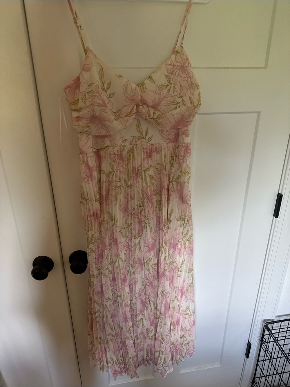 Pink Floral Spaghetti-Strap Maxi Dress
